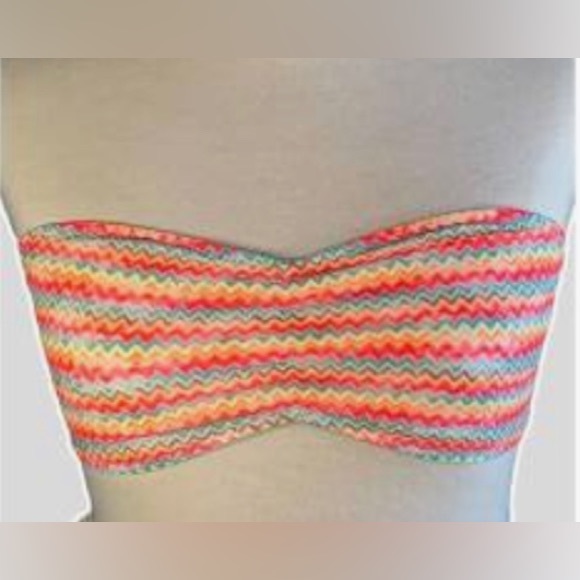 PINK Victoria’s Secret Colorful Print Style Lace Bandeau Size Medium - Picture 1 of 7